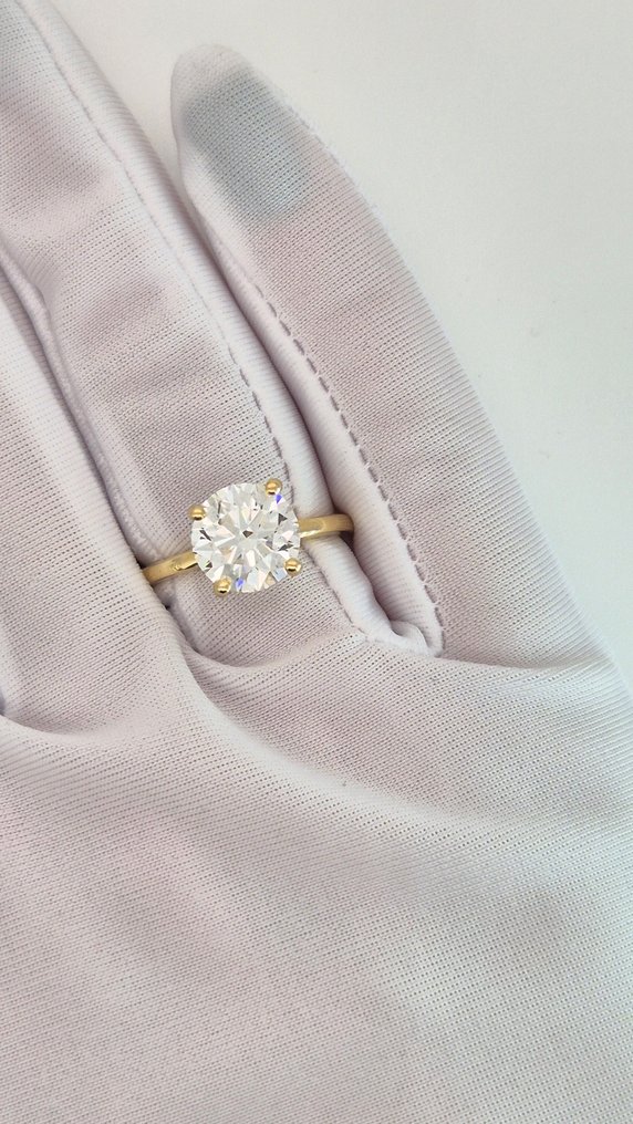 訂婚戒指 - 14 克拉 黃金 -  3.05ct. tw. 鉆石 (實驗室培育) #3.2