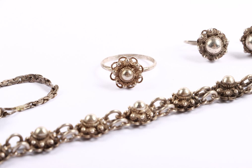 没有保留价 - 3套珠宝 银 - 复古 Zeeland 结套装 #4.3