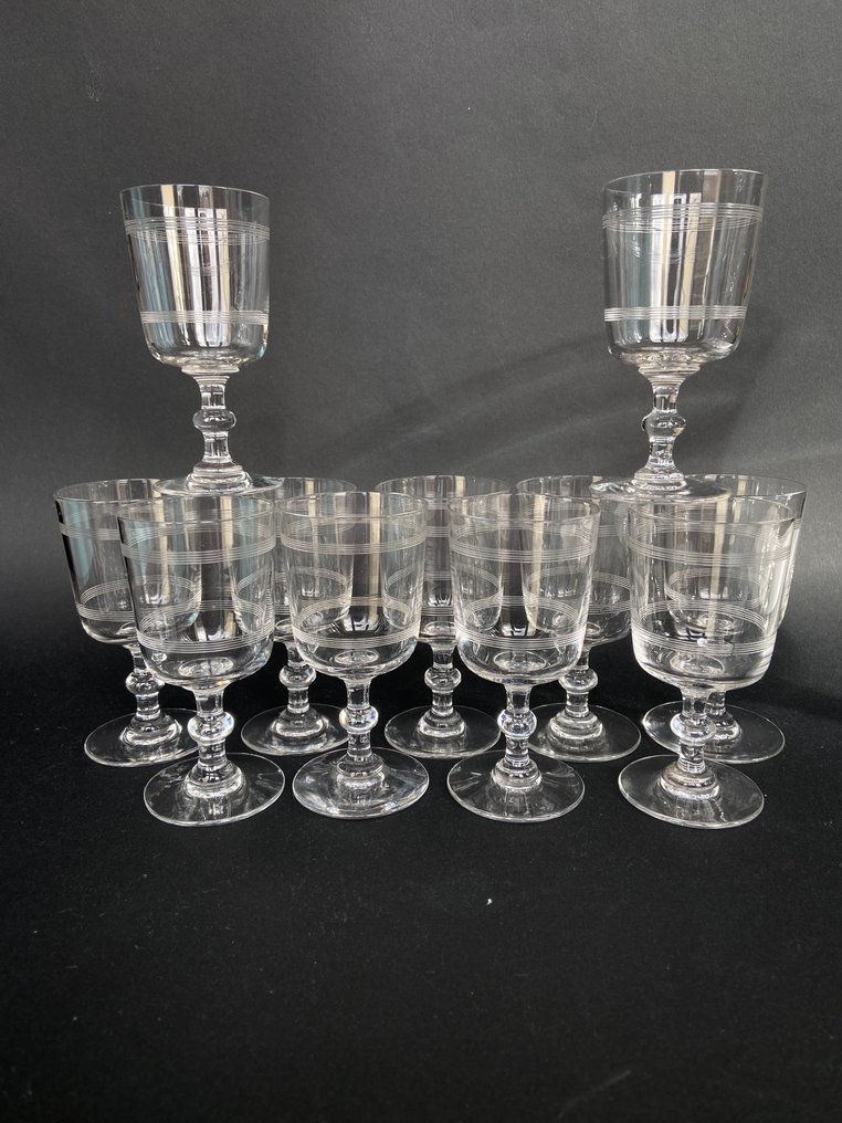 Baccarat - Serwis obiadowy - Piękny zestaw 11 szklanek - Model „Filets” - Wypalane kryształy #1.0