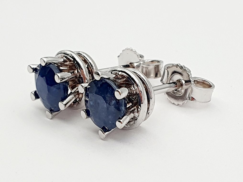 Σκουλαρίκια - 14 καράτια Λευκός χρυσός Ζαφείρι #4.3