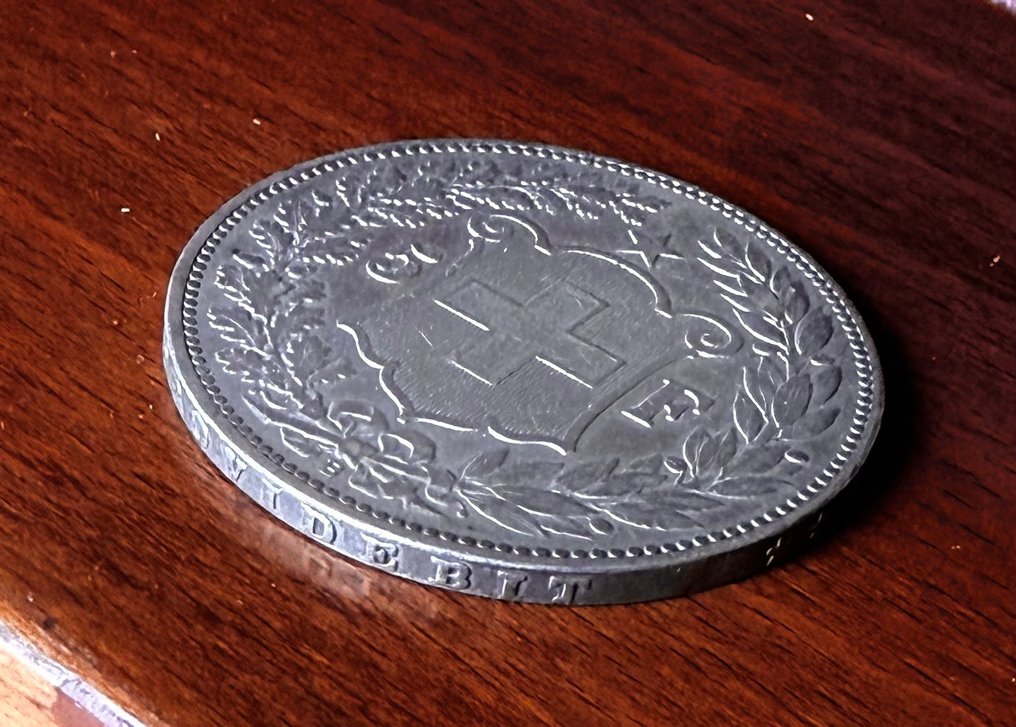 Ελβετία. 5 Francs 1892 / Head of Helvetia  (χωρίς τιμή ασφαλείας) #3.2