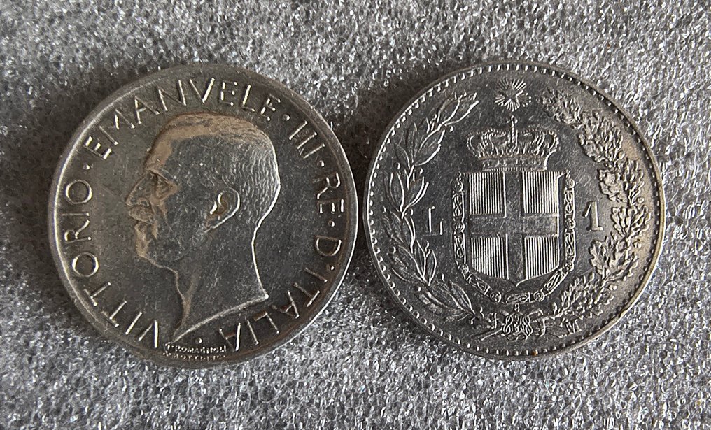 Italien, Königreich 1 Lira 1887 + 5Lire 1927 (Ohne mindestpreis) #2.1
