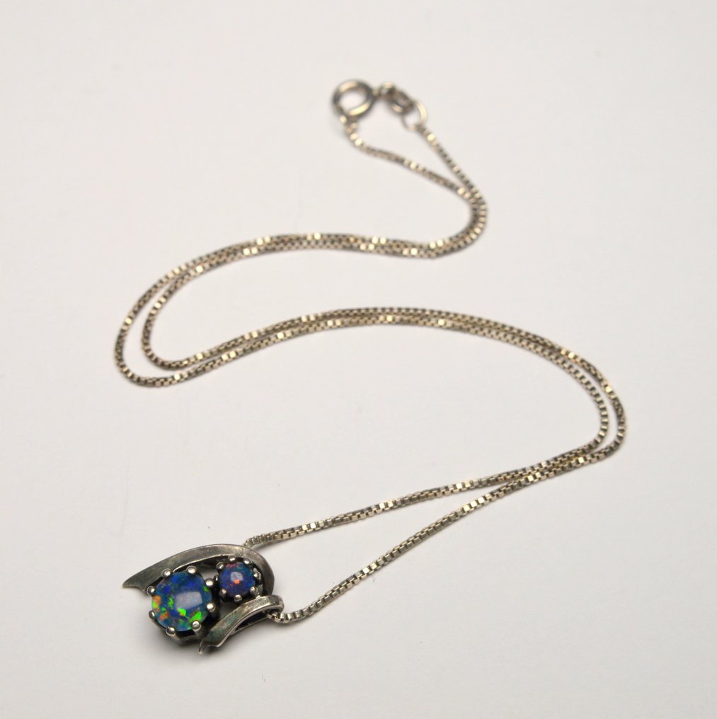 沒有保留價 - 頸鏈 830/835 银 蛋白石 #1.0