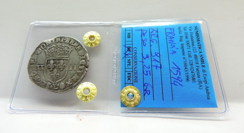 Γαλλία. Heinrich IV. Quart d'ecu à la croix feuillue 1594-L (Bayonne)  (χωρίς τιμή ασφαλείας) #2.1