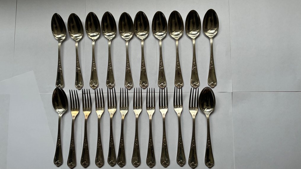 Ercuis - 12件餐具套裝 (22) - 鍍銀 - Rocaille #1.0