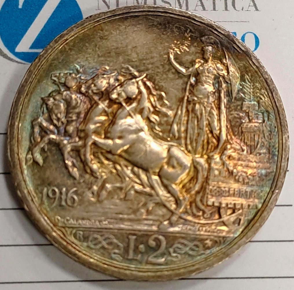 Ιταλία. Vittorio Emanuele III. 2 Lire 1916 (χωρίς τιμή ασφαλείας) #1.0