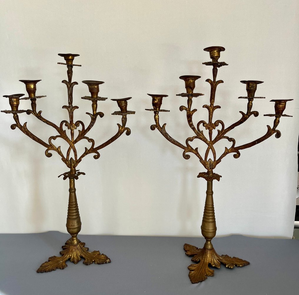 Sfeșnic (2) - Bronz aurit - Candelabre antice #1.0