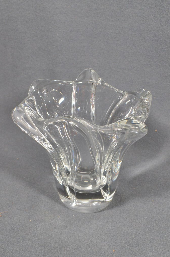 Daum - Βάζο -  Ταραχώδες ανθόραμα με πτυχώσεις.  - Κρύσταλλο #1.0