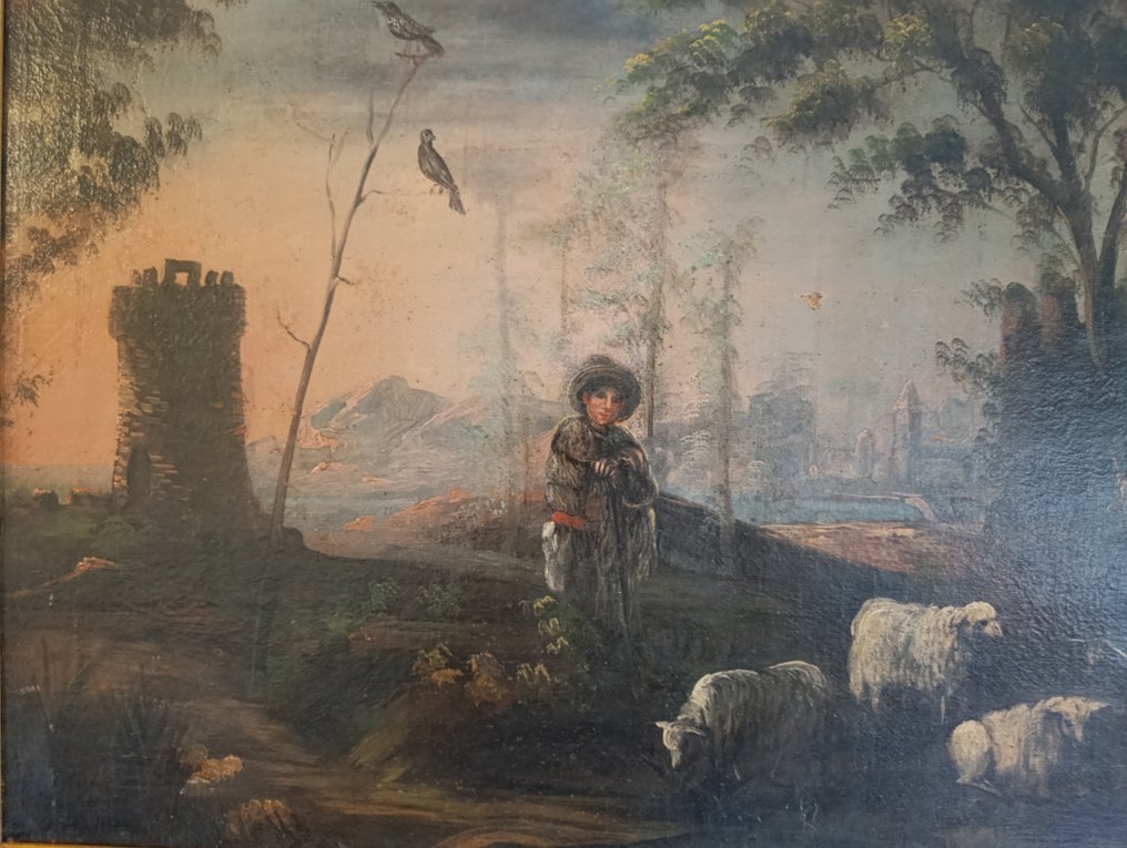 Scuola spagnola (XIX) - Paisaje con pastor #4.3