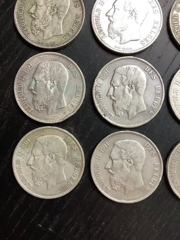 Belgien. Leopold 2.. 5 Francs 1851-1876  (Ingen mindstepris) #3.2