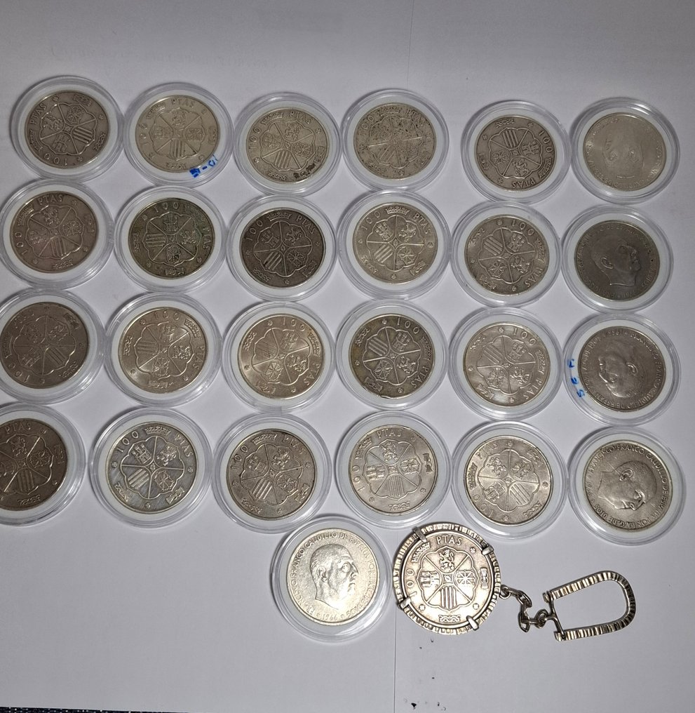 Ισπανία. Francisco Franco. 100 Pesetas (lote de 26 monedas) #3.2