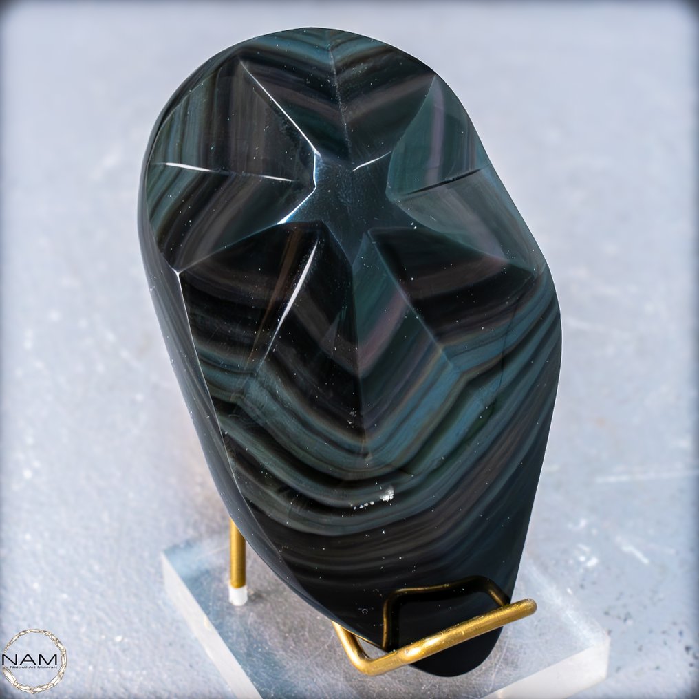 自然彩虹黑曜石 深邃且闪烁的色彩变化- 196.25 g #2.1