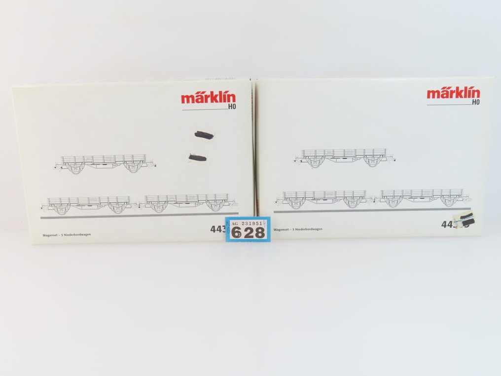 Märklin H0 - 44333 - Τρένο μοντελισμού μεταφοράς εμπορευμάτων (2) - 2τμχ σετ 3 τεμαχίων με 2-άξονες χαμηλής θέσης φορτηγά τύπου Us-529 και Ks 529. - NS #4.3