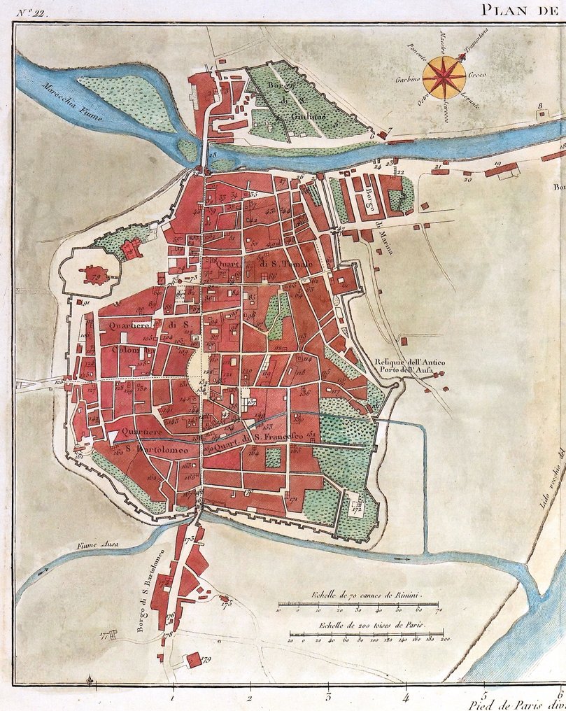 Italia - Rimini, Emilia Romagna; J. Lalande - Plan de Rimini - 1761-1780 #1.0