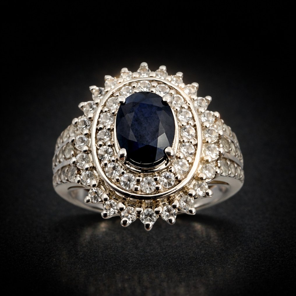 χωρίς τιμή ασφαλείας - Δαχτυλίδι Ασημί - Sapphire (Πιστοποιημένο) #1.0