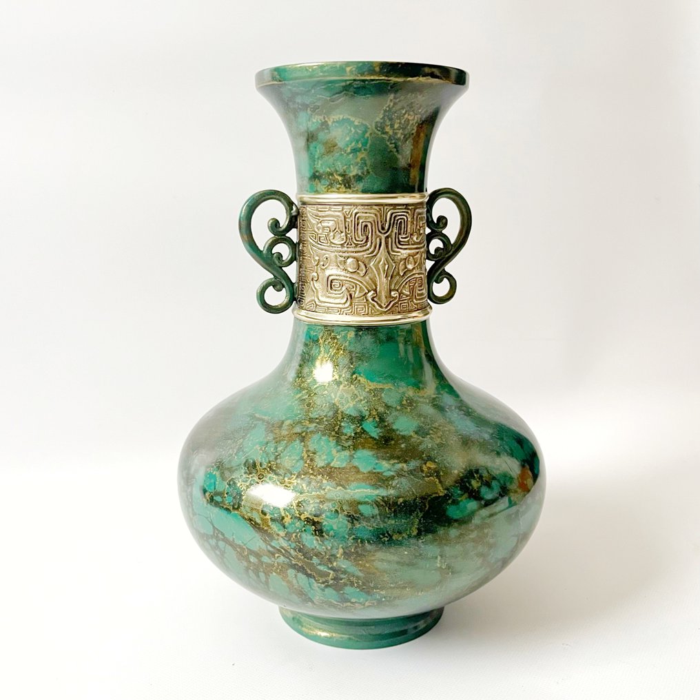 花瓶 - 合金, 青銅色 - 日本 - Takaoka 青铜瑞峰  (沒有保留價) #1.0