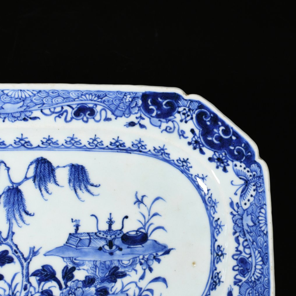 Πιάτο - Plat octogonal à décor bleu blanc d'un arbre - Πορσελάνη #3.2