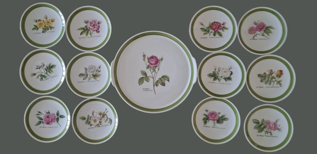 Hutschenreuther - 糕餅/蛋糕托盤組 (13) - 瓷器 - Redoute Rose Botanical #1.0