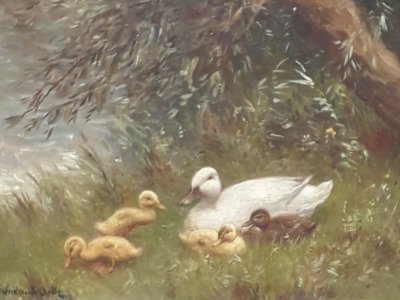 Constant David Ludovic Artz (1870-1951) - Eendenfamilie aan de waterkant #1.0