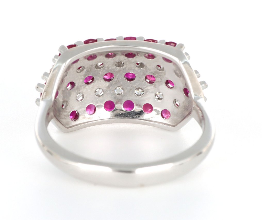 没有保留价 - 戒指 - 18K包金 白金 -  2.00ct. tw. 红宝石 - 钻石 #4.3