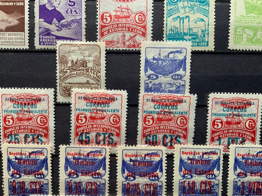 Espagne 1936/1937 - Asturias et León - Collection complète. #3.2
