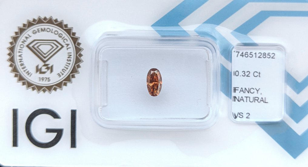 没有保留价 - 1 pcs 钻石 (天然色彩的) - 0.32 ct - 椭圆形 - Fancy dark 橙色 棕色 - VS2 轻微内含二级 - 国际宝石研究院(IGI) #2.1
