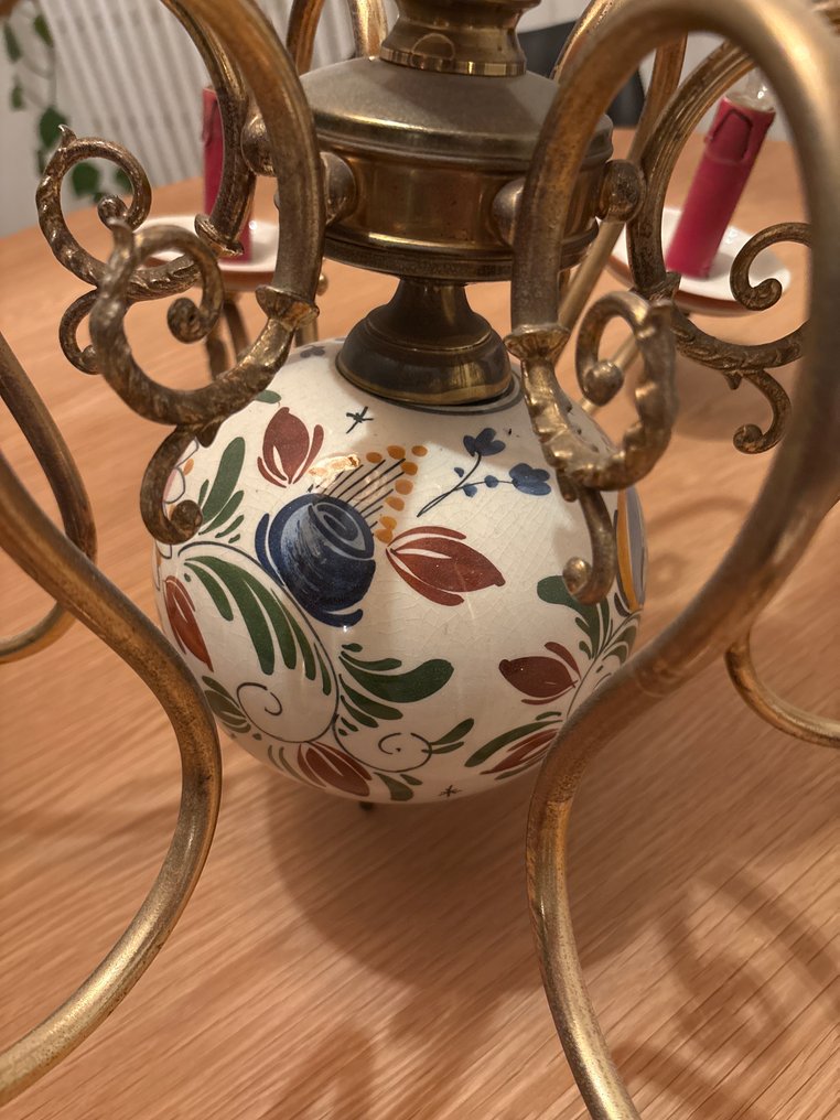 Lysekrone - Porcelæn, Messing, Glas #3.2