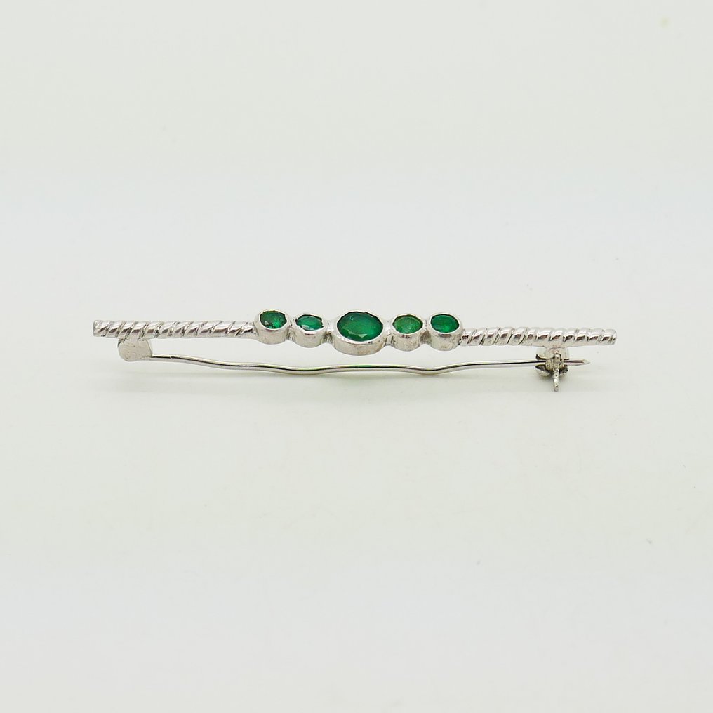 Ingen mindstepris - Broche Sølv -  0.65ct. tw. Smaragd #2.1