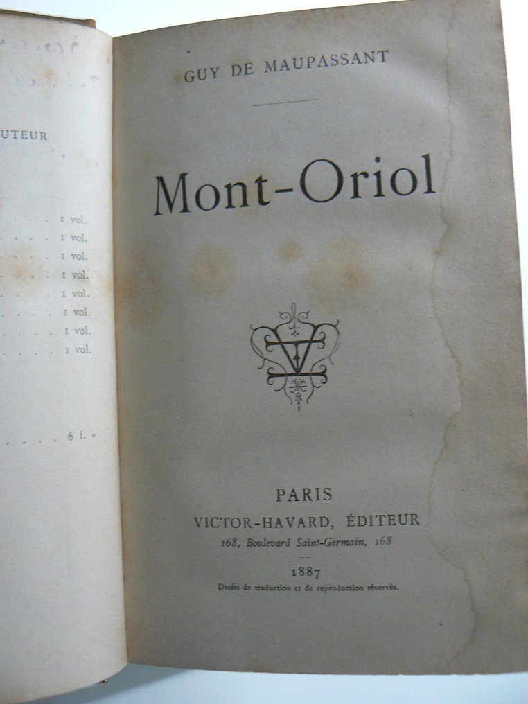 Signé ; Guy de Maupassant / Envoi autographe à Paul DALLOZ - Mont-Oriol - 1887 #3.2
