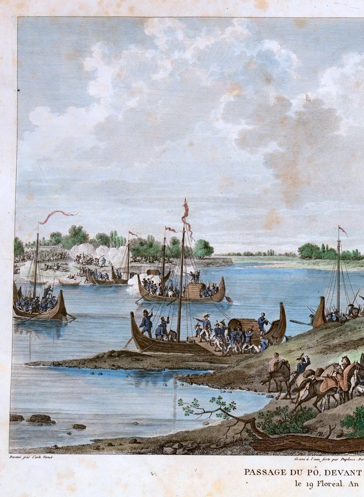 Ιταλία - Εμίλια Ρομάνια, Πιατσέντσα (Ναπολέων); Vernet / Couché - Pasage du Po, devant Plaisance, le 19 Floreal An 4 - 1821-1850 #1.0