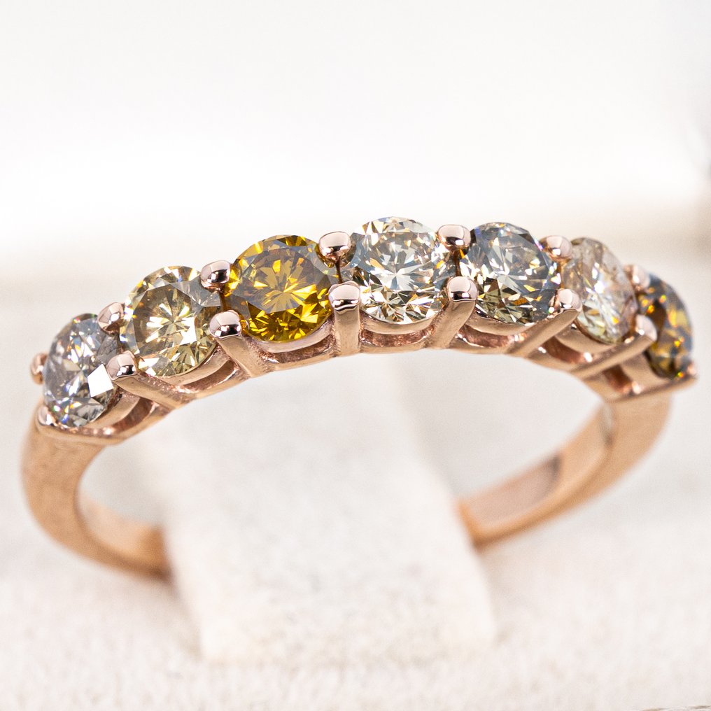 χωρίς τιμή ασφαλείας - Δαχτυλίδι - 14 καράτια Ροζ χρυσό -  1.12ct. tw. Διαμάντι (Φυσικού χρώματος) - ΙΓΙ #1.0