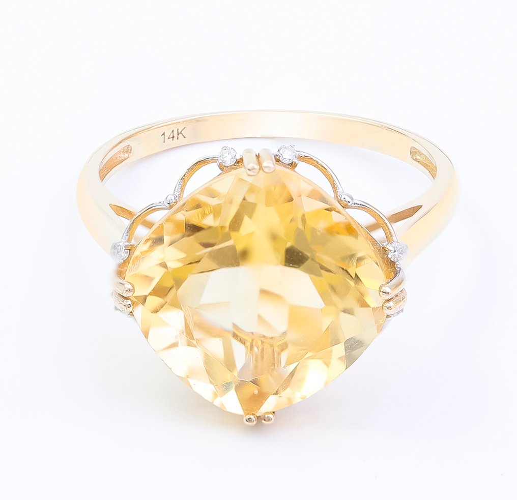 χωρίς τιμή ασφαλείας - Δαχτυλίδι - 14 καράτια Κίτρινο χρυσό Κιτρίνης - Διαμάντι - US-7 #1.0