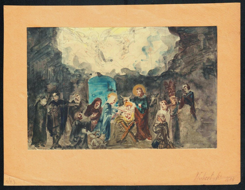 François - Hubert Drouais ( 1727-1775) - Kerststal #1.0