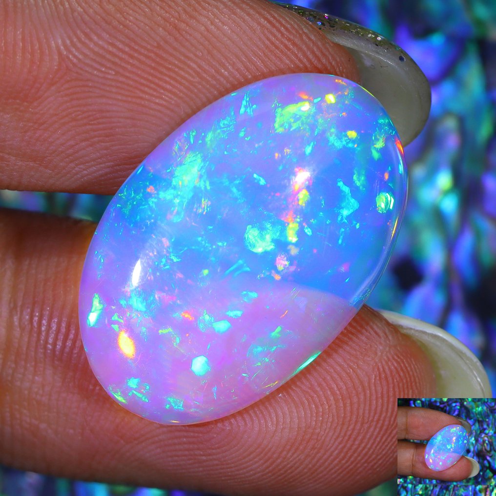 没有保留价 - 1 pcs 橙色 蛋白石 - 7.97 ct - 国际宝石研究院(IGI) - 孔雀图案 AAA 欧泊 #1.0