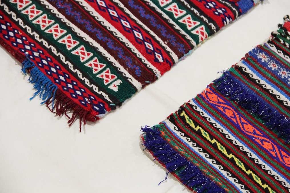 手工编织盐袋，采用真羊毛、Khürjin 和阿富汗装饰 - 凯利姆平织地毯 - 70 cm - 30 cm - Deko Ware #3.2