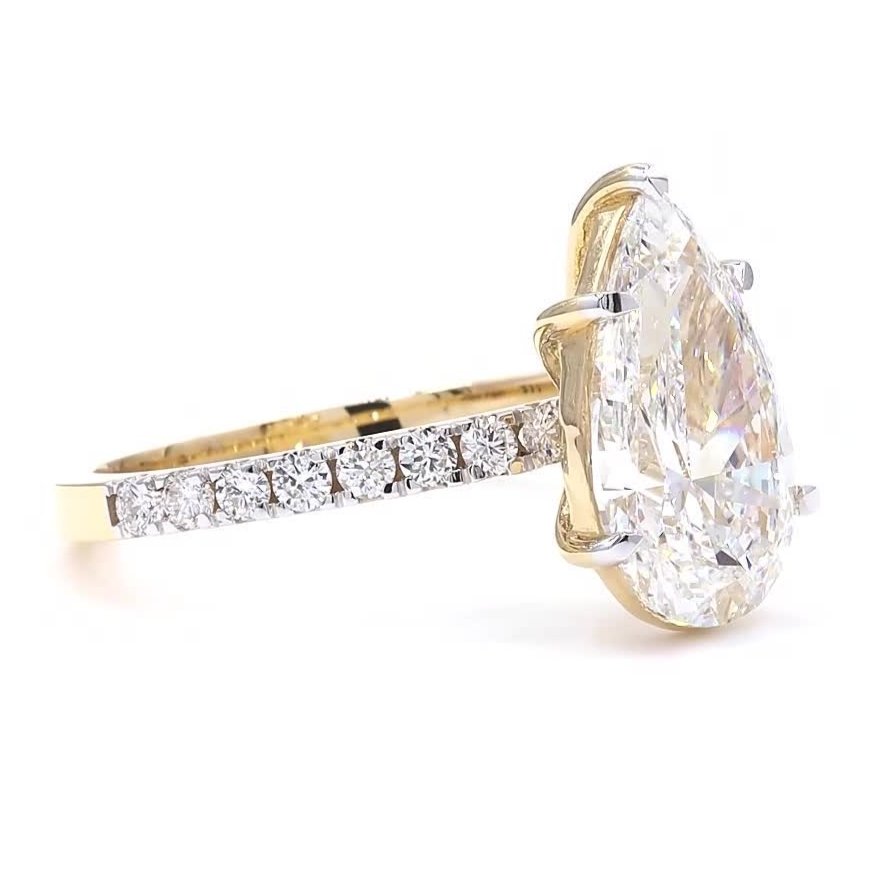 χωρίς τιμή ασφαλείας - Δαχτυλίδι - 18 καράτια Κίτρινο χρυσό - 3.37ct. tw. Διαμάντι (Εργαστηριακής καλλιέργειας) - Διαμάντι - E,VVS2 #4.3