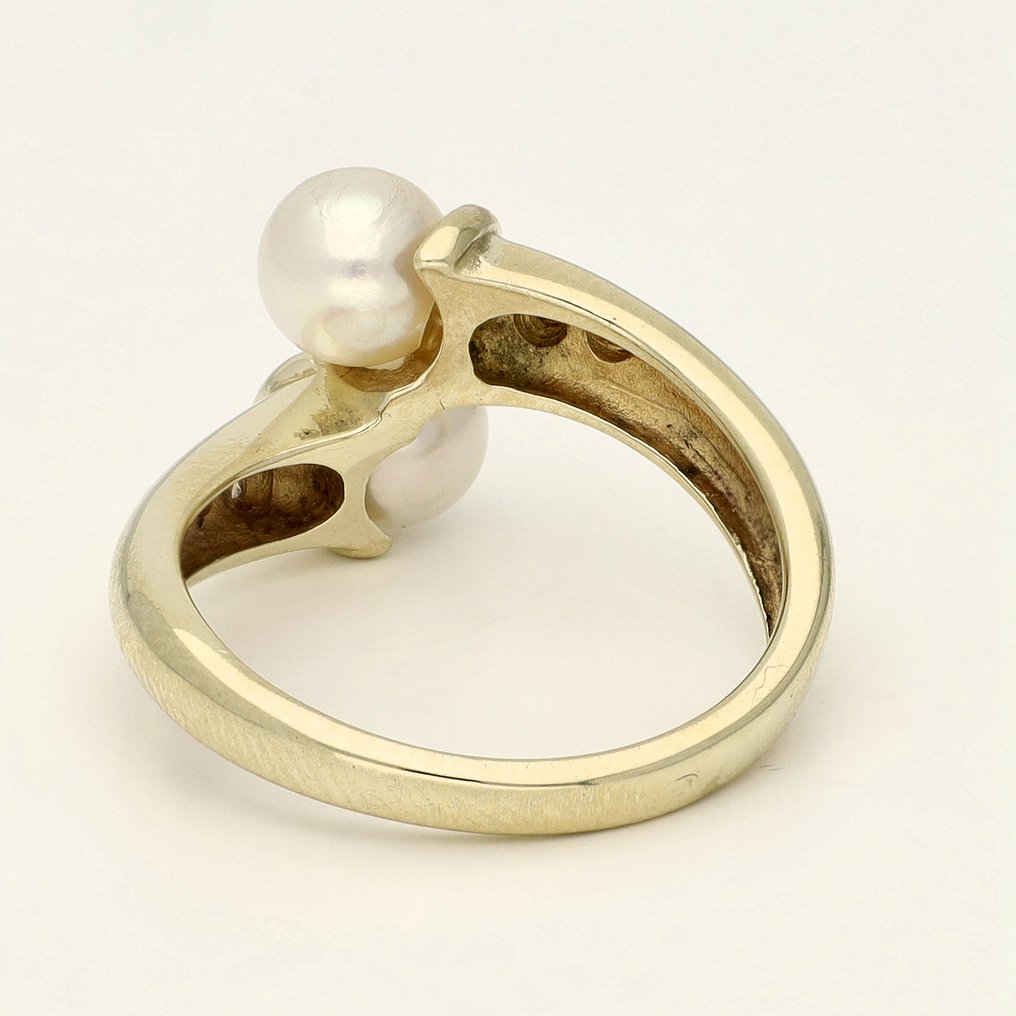 Δαχτυλίδι - 14 καράτια Κίτρινο χρυσό -  0.04ct. tw. Μαργαριτάρι #3.2