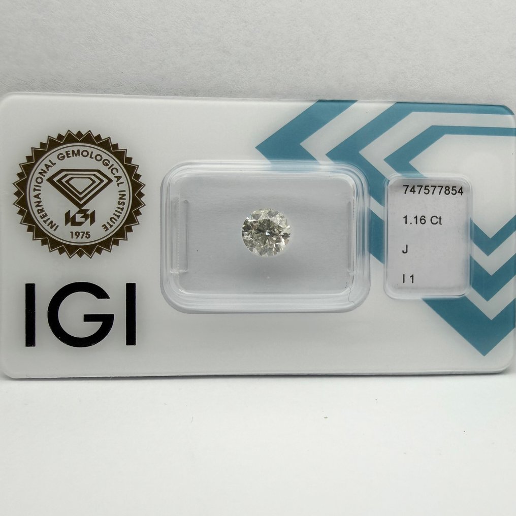 没有保留价 - 1 pcs 钻石  (天然)  - 1.16 ct - 圆形 - J - I1 内含一级 - 国际宝石研究院（IGI） #1.0