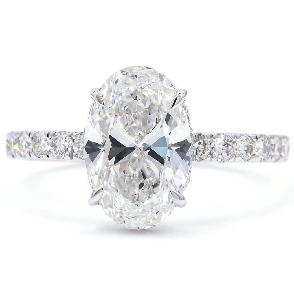 沒有保留價 - 戒指 - 18 克拉 白金 - 2.59ct. tw. 鉆石 (實驗室培育) - 鉆石 - D(无色) #4.3