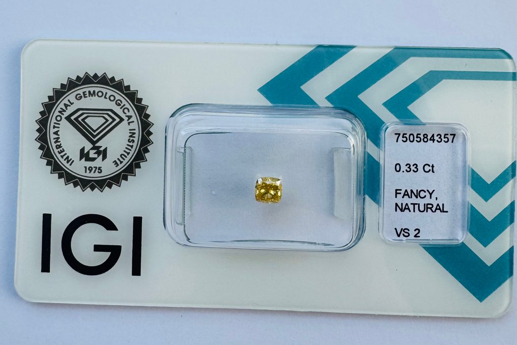 没有保留价 - 1 pcs 钻石  (天然色彩的)  - 0.33 ct - 枕形 - Fancy intense 似橙色 黄色 - VS2 轻微内含二级 - 国际宝石研究院（IGI） - *VG SL* #1.0