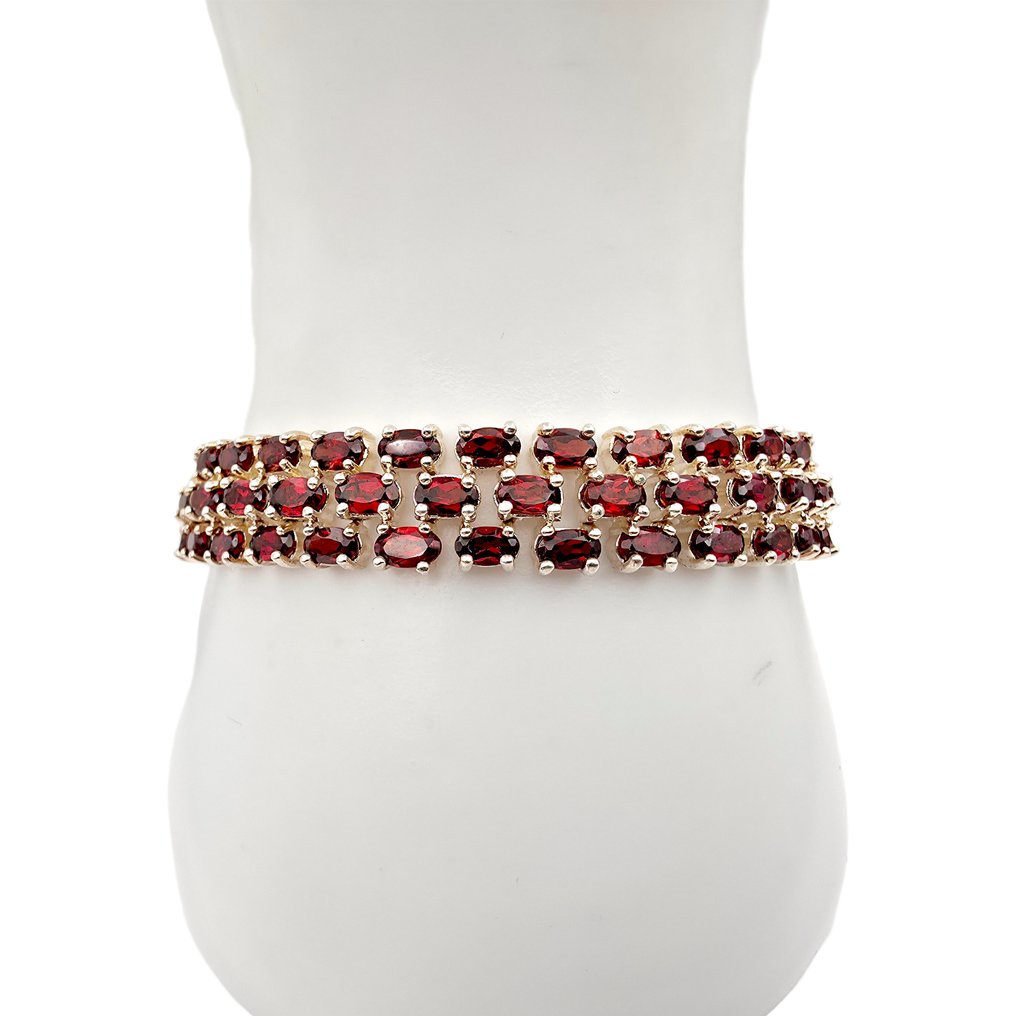 Senza prezzo di riserva - Bracciale Argento - Granato (Certificato) #4.3