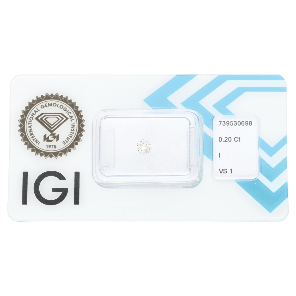 没有保留价 - 1 pcs 钻石  (天然)  - 0.20 ct - 圆形 - I - VS1 轻微内含一级 - 国际宝石研究院（IGI） #1.0