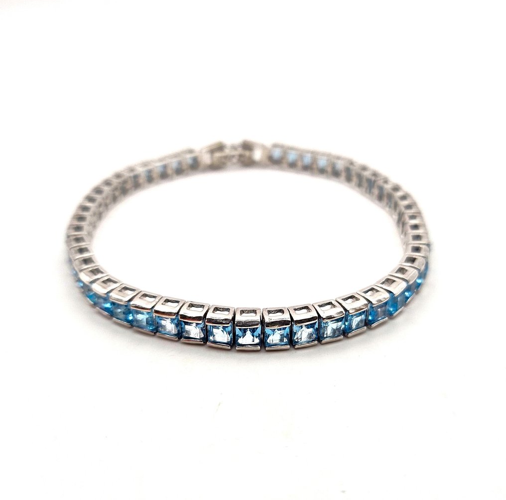 χωρίς τιμή ασφαλείας - Βραχιόλι τένις Ασημί -  16.00ct. tw. Τοπάζιο #1.0