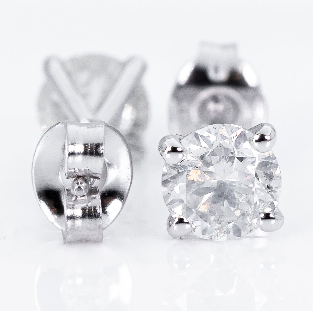 Utan reservationspris - Örhängen - 14 kt Vittguld -  1.02ct. tw. Diamant (Natural) - GWLab #3.2