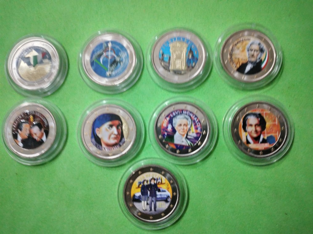 意大利. 2 Euro 2013/2025 (9 monete colorate)  (没有保留价) #1.0