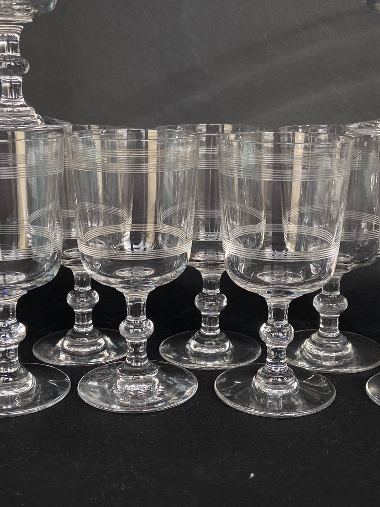 Baccarat - Serwis obiadowy - Piękny zestaw 11 szklanek - Model „Filets” - Wypalane kryształy #2.1