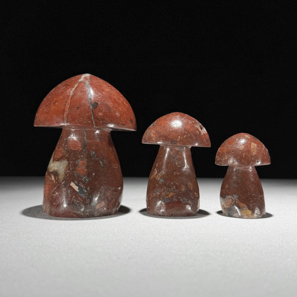 Χωρίς ελάχιστη τιμή - Υπέροχο σετ 3 Κόκκινων Τζάσπερ Μούρα-σχήμα- 1100 g - (3) #1.0