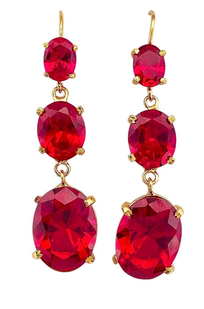 Senza prezzo di riserva - Orecchini - 9 kt Oro giallo, Argento Rubino #1.0