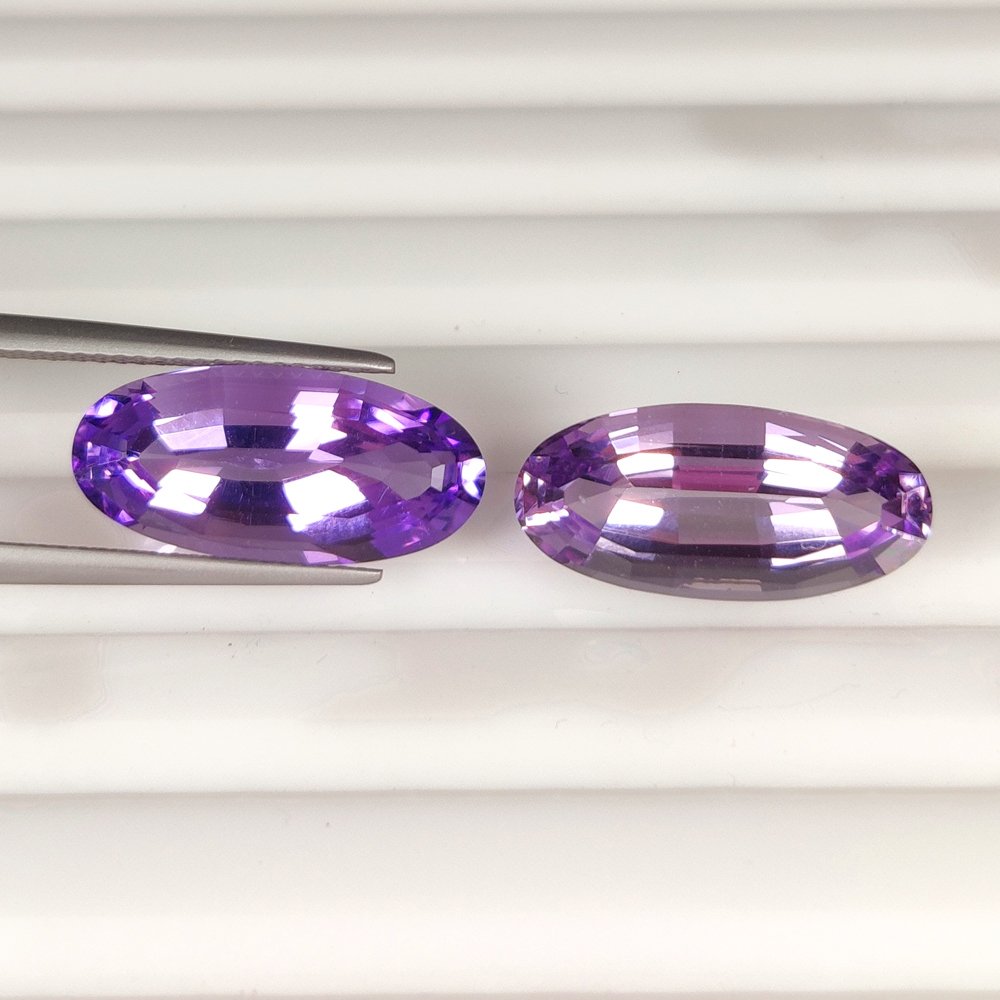 χωρίς τιμή ασφαλείας - 2 pcs  Μωβ Αμέθυστος  - 12.57 ct - Διεθνής Ένωση Έγχρωμων Πολύτιμων Λίθων (ICA GemLab) #1.0