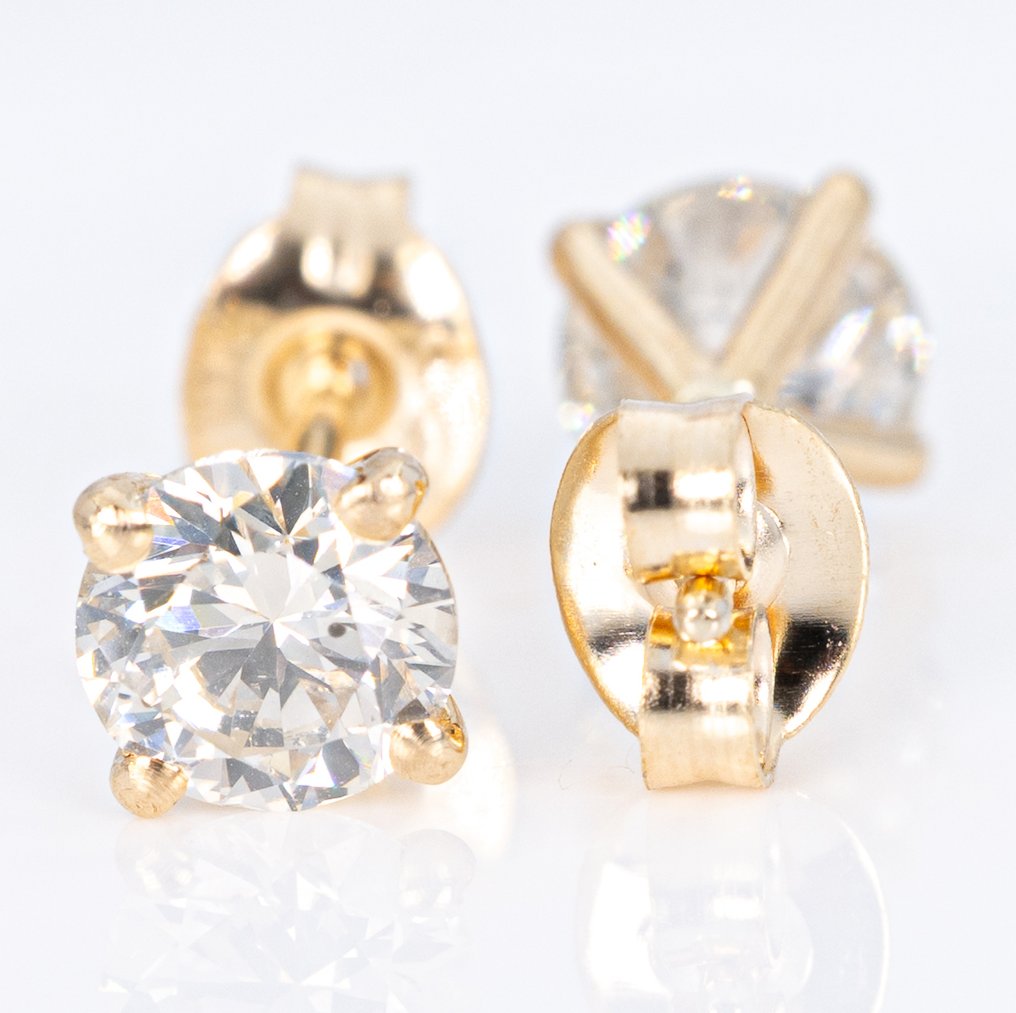 没有保留价 - 耳环 - 14K包金 黄金 - 1.00ct. tw. 钻石 (天然) - GWLab #1.0